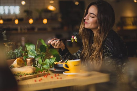 Woman enjoying restaurant meal - Content-creation-checklists-Copify-blog-2-768x512-1