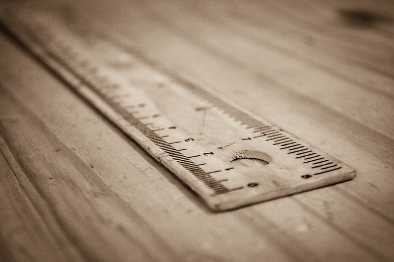 Wooden ruler on a table - How to measure content marketing success - Copify blog